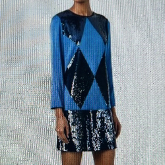 NWT Tory Burch Runway Sequin Pattern Mini Dress - Picture 3 of 15
